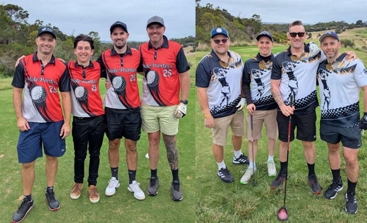 Teams lined up at a previous Golf Extravaganza